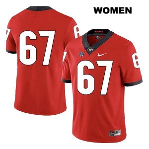 Women's Georgia Bulldogs NCAA #67 Caleb Jones Nike Stitched Red Legend Authentic No Name College Football Jersey NOT5554HD